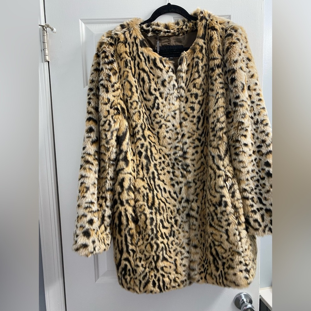Steve Madden faux fur animal print coat